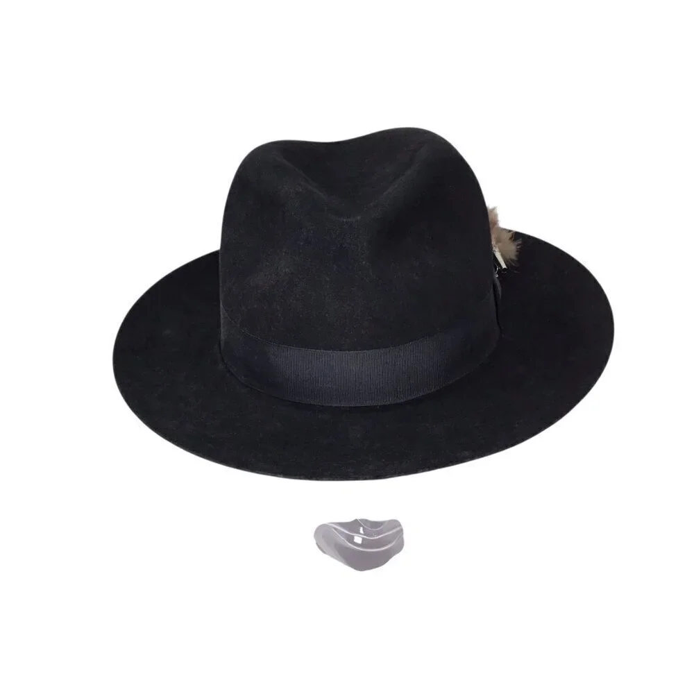 Worth & Worth Christy's London Fine Fur Felt NWOT Fedora Black 7 3/8 England